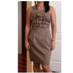BCBGMAXAZRIA MaxAzria Ruffle Tan Sheath Dress